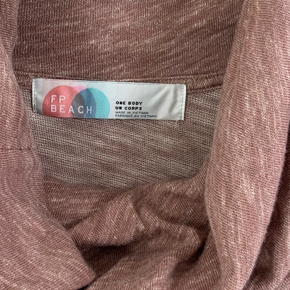 FREE PEOPLE Beach Cacoon Cowl Neck Sweater Long Sleeve Hoodie Top Dusty Rose i7 - Picture 8 of 12